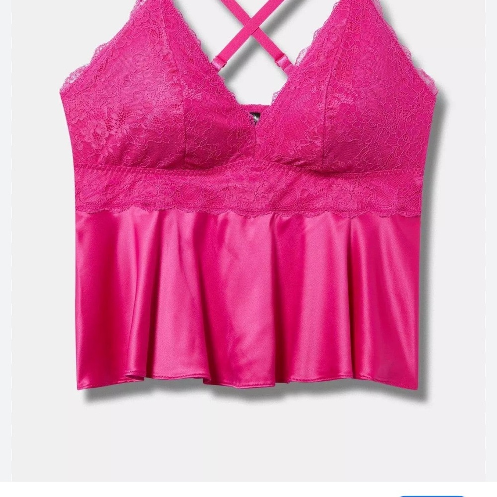 Candy Pop Pink Torrid Lace and Satin Camisole